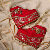 Red Bridal Sneaker Wedges - Customized embroidered Name & Date Wedding Shoes | Tiesta